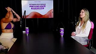 loira safada milena moreau demos sloppy blowjob flashes tits reveals anal sex position in sheer red lingerie