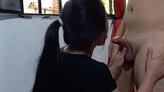 imagine fucking the babysitter while she watches for my wife at the window