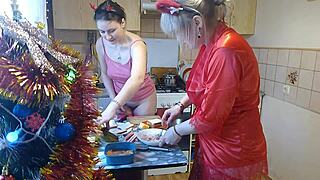 lingerie-clad thong chef tempts with erotic kitchen kisses