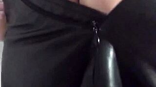 Watch My 18yo Stepdaughter Drop Leather Skirt and Flash Her Ass!