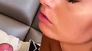 Skinny Busty Milf and Perfect Teen Model Slobber on Huge Cock in Mobile POV Double Blowjob