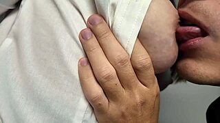 New teacher bends over in miniskirt heels showing big tits pussy lips