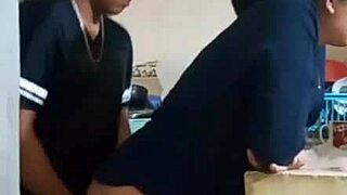 Alone with my maid my wife almost catches us screwing!