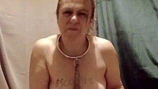 french milf slave bound and humiliated with belt whips uro play in solo bdsm session