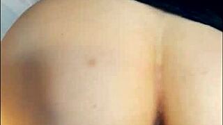 A young university girl bends over for deep doggystyle creampie filling her tight pussy completely