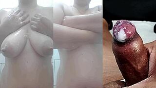 check out my best foreskin jerks exploding while ex teen squirts on her juicy tits and pussy part 4