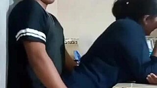 Alone with my maid my wife almost catches us screwing!