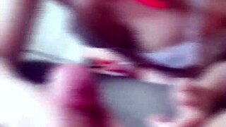 short haired skinny brazilian drains milk from black guy's huge load?