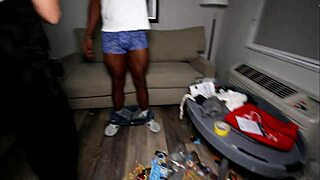 big tits blonde milf gulps massive bbc load from delivery stud