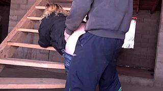 foreman dominates chubby new employee's huge ass at construction site