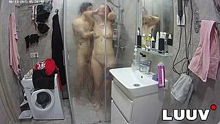 Tattooed Luuv Alice Showers Nude with Boyfriend Closeup Intimacy