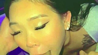 Crazy Asian slut gags on monster cock then missionary POV fuck!