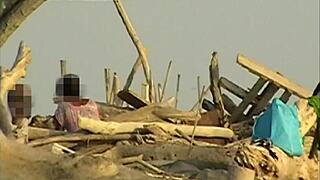 gf slurps my cock on crowded beach while strangers watch - misscreamy 😏👅🏖️