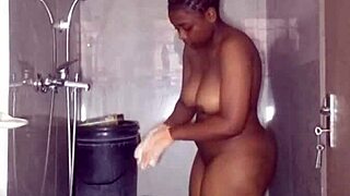 African next door teen bucket bathes plump perky tits
