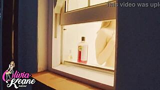 you spy on busty chubby neighbor showering and flashing her wet curves