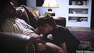 Teacher's teen girlfriend deepthroats monster cock in lingerie