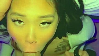 Crazy Asian slut gags on monster cock then missionary POV fuck!