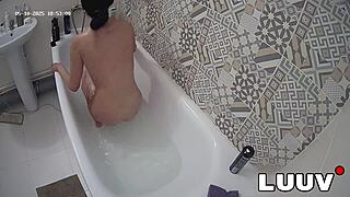 luuv vilika's intimate bath shaving ritual flashes her smooth secrets for eager homemade viewers