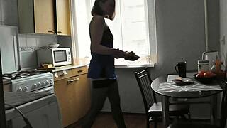 morning coffee in lingerie stockings sexy ass legs 😍