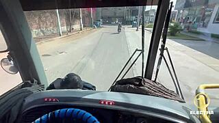 peruvian redhead teen slut rides bus collector's big cock cowgirl to skip fare