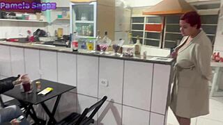 Pamela fucks hot right in her bar - wanna rail her on pool table? 🔥🍸