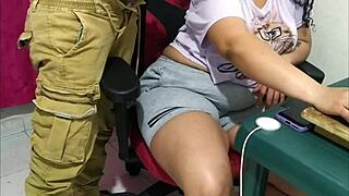 real homemade vid neighbor borrows pc and begs for fat cock pounding