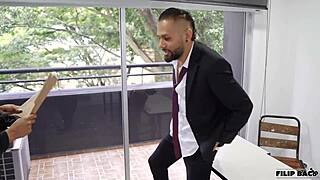 student criminal bends athletic teacher over desk for huge cock doggystyle