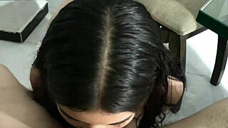 skinny latina stepsis bends over sans panties for hardcore doggy creampie on the bed