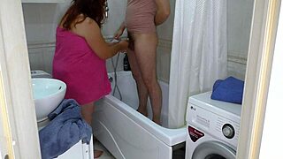 whoa this mature bbw milf washes cock then deepthroats before anal pounding in bathroom! 🔥🍑💦