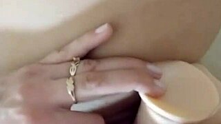 Brunette Teen Shoves Dildo Deep in Wet Shower Pussy Closeup