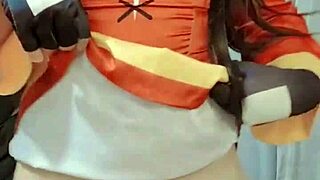 Megumin cosplay cutie masturbates her tight pussy solo