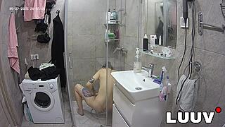 Luuv tattooed alice showers shaved pussy for show