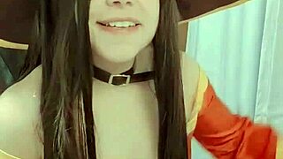 Megumin cosplay cutie masturbates her tight pussy solo