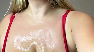 her elastic saggy tits rub gel for big cock insertion nipples pop out