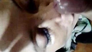 argentinian milf gives tremendous bdsm toy blowjob on big ass tits