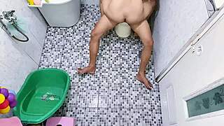 peeking at neighbor girl squirting hard on monster cock in bathroom creampie bliss