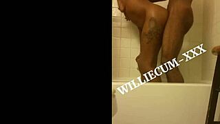 ebony moans under bbc monster in steamy shower cumshot