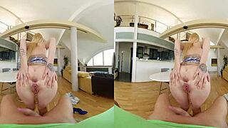 Blonde slut in lingerie begs for cock, rides doggystyle to missionary in Czech VR POV