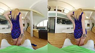 Blonde slut in lingerie begs for cock, rides doggystyle to missionary in Czech VR POV