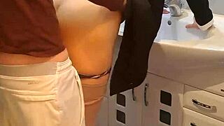 neighbors sneak bathroom fuck with her dress hiked up high