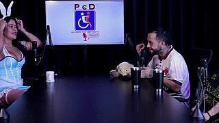 tifany rocha sheer red casting interview teases tattooed latina body brazil swing