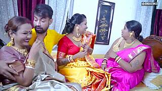 three horny desi bhabhis beg dewar for wild groupsex party fuck