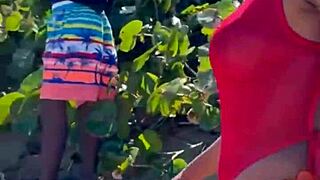 stumbled on beach ebony stud and slurped his thick load eagerly