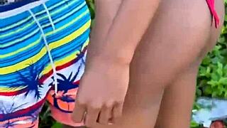 stumbled on beach ebony stud and slurped his thick load eagerly