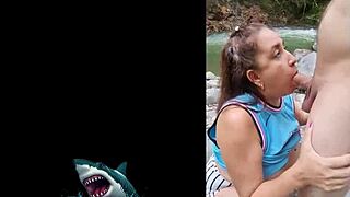 Venezuelan Stepmom Fucks Raw by River with Big Natural Tits Bouncing Wild