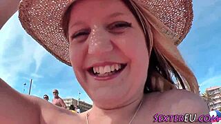 EUROPEAN 18+ TEEN FINGERED OUTDOORS THEN FACIALIZED BY MONSTER COCK!