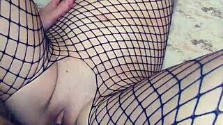 deep slow anal penetration with skinny milf wife in sheer mesh stockings pov
