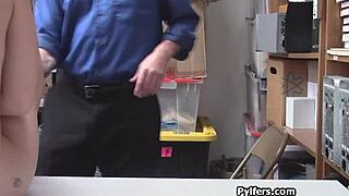 Damn, This Horny Guard Pounds Petite Blonde Teen's Pierced Nipples in Office Fuck Fest!