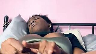 Neighbor's Cute Ebony Teases Big Hairy Pussy with Dirty Talk to Creamy Finish