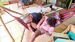 Lazy sunday flow masturbates juicy pussy in hammock till big black daddy catches her dripping wet.